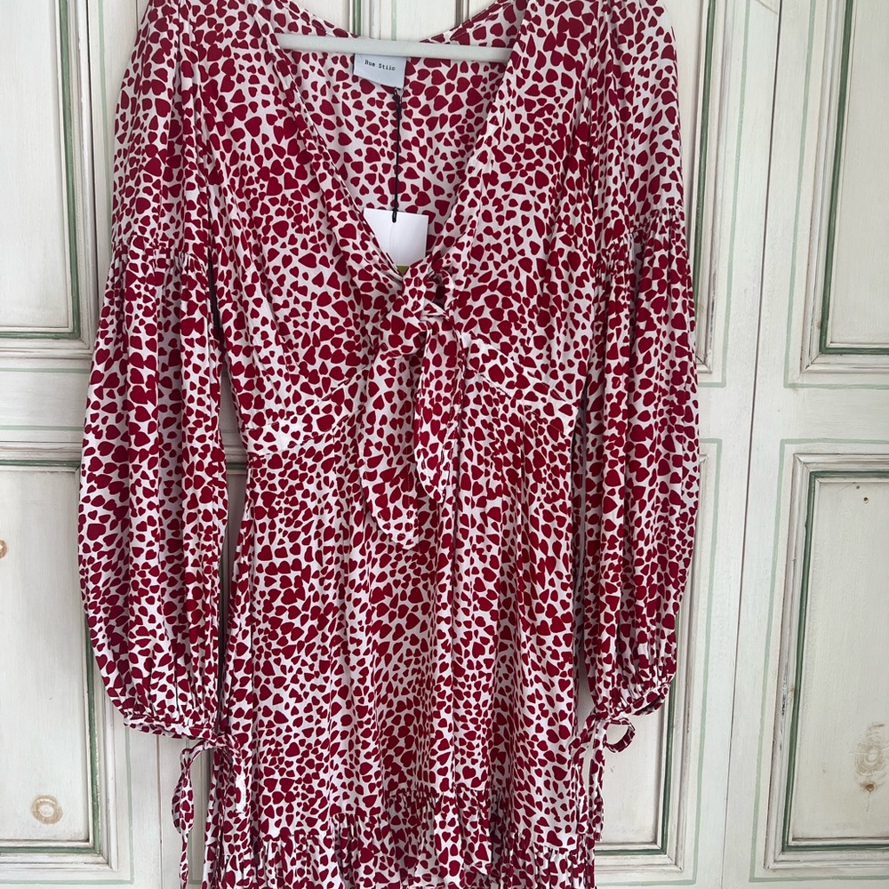 Rue Stiic NWT red heart tie dress size XS
